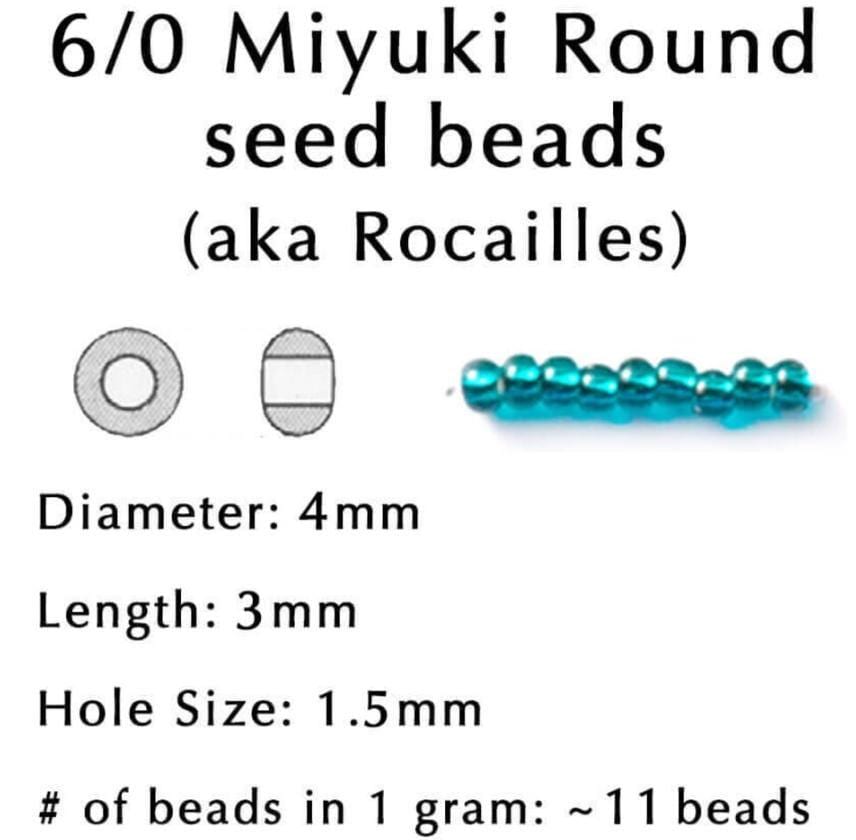 6-1106:Crystal/Black ICL-Miyuki Rocaille 6/0 (20g pkg ~240 pcs)