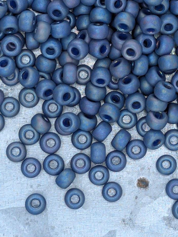Miyuki Rocaille Beads: Blue Iris Opaque Matte Rainbow Glazed - Size 6/0