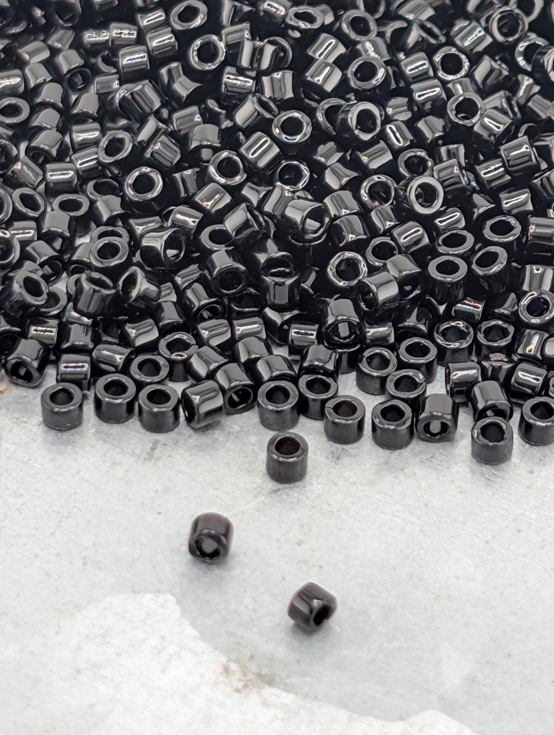 DB0010:Black Opaque Miyuki Delica (Size 11, 7 grams, ~1400 beads)