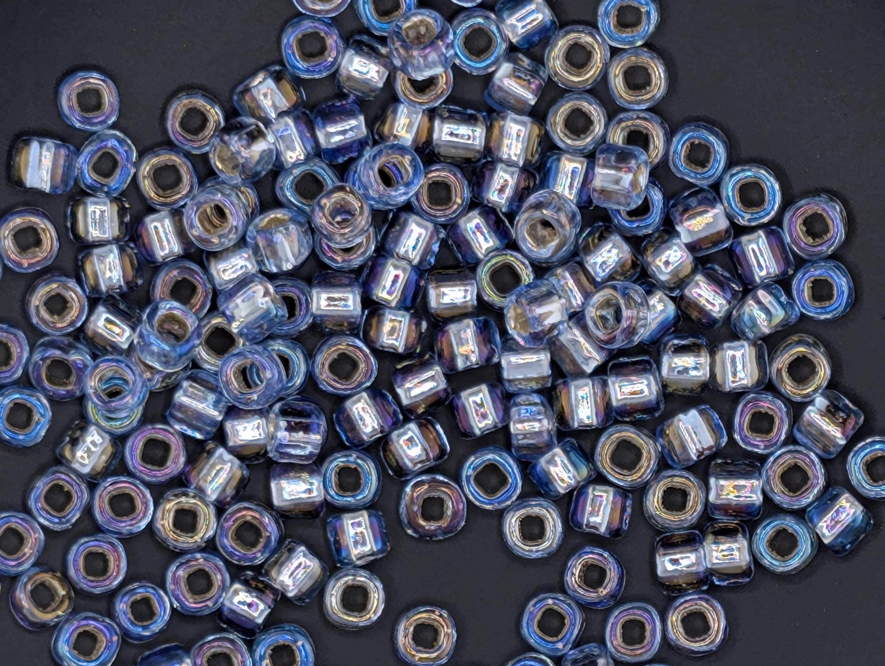 Matsuno Seed Beads, Round 6/0, Silver Lined Rainbow Light Grey (15g, ~180 pcs)