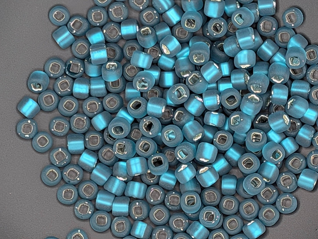 Seed Beads Pack: Matte Teal Matsuno Size 6 - Silver-Lined Glass