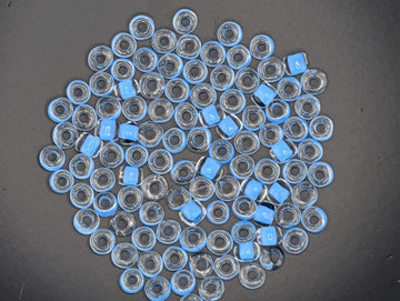 Matsuno Seed Beads Size 6: Translucent Aqua Inside Color, 15g Pack