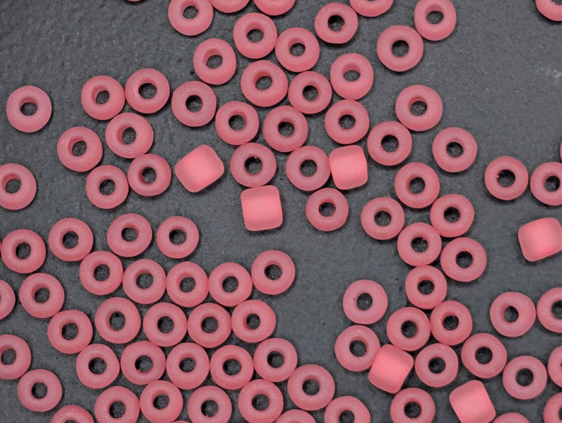 Matsuno Seed Beads Size 6: Translucent Matte Pink, 15g Pack