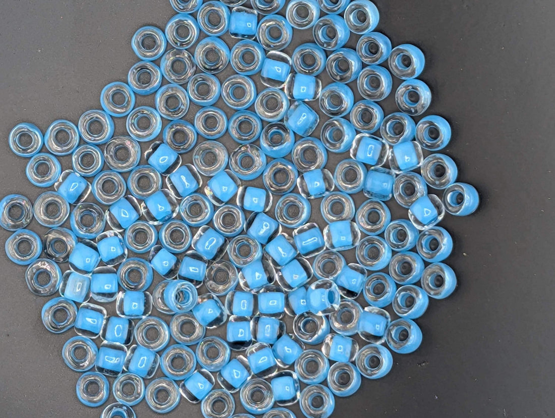 Matsuno Seed Beads Turquoise Blue, Size 6 (Translucent Inside, 15g ~180 pcs)