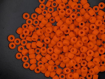 Matsuno Seed Beads Dark Orange, Matte Glass (Size 6, 15g, ~180 pcs)