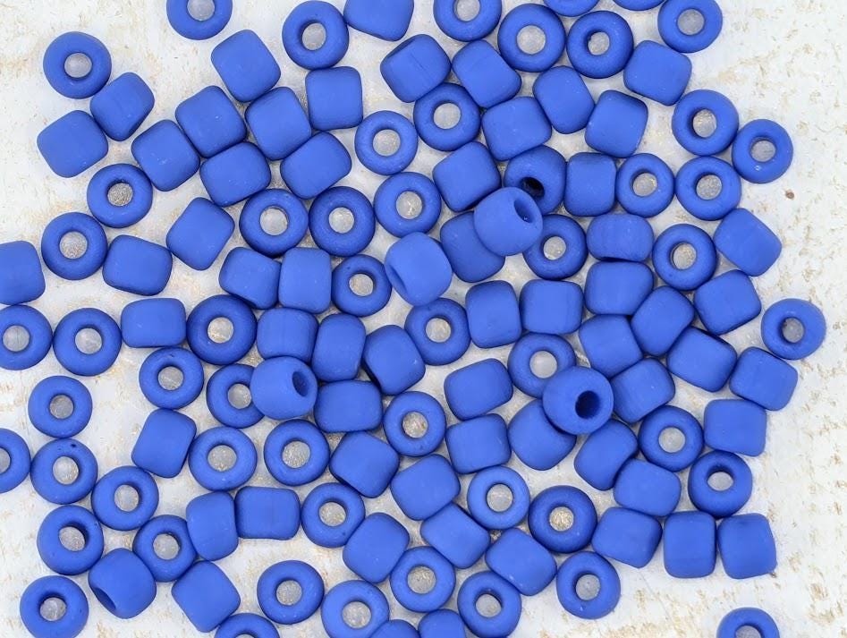 Matte Medium Blue Matsuno Seed Beads - Size 6, 15g Approx 180 pcs