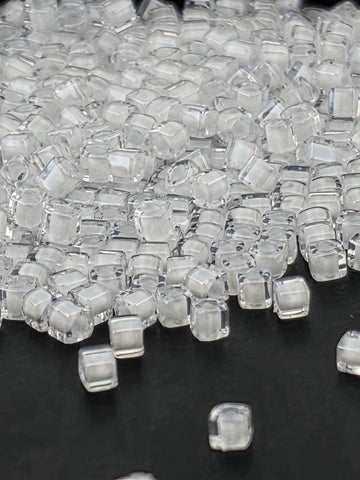 Miyuki Square/Cubes Crystal/White Inside Color Lined Sparkle Size 1.5mm