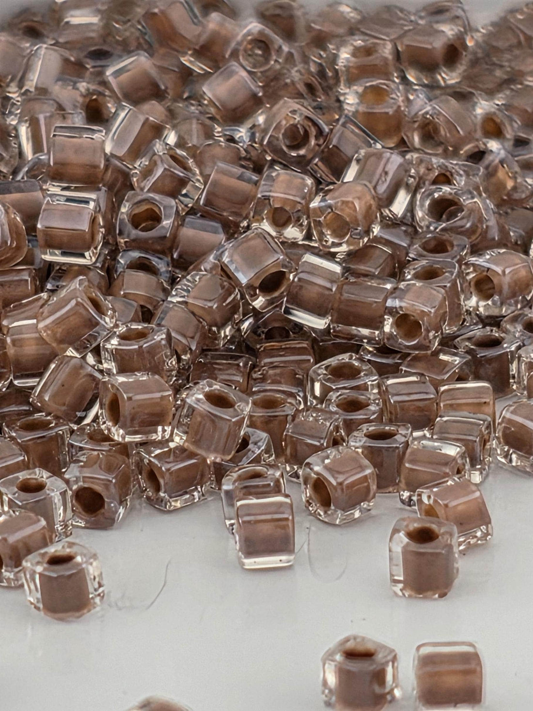 Miyuki Square/Cubes Crystal/Mocha Inside Color Lined Sparkle Size 1.5mm