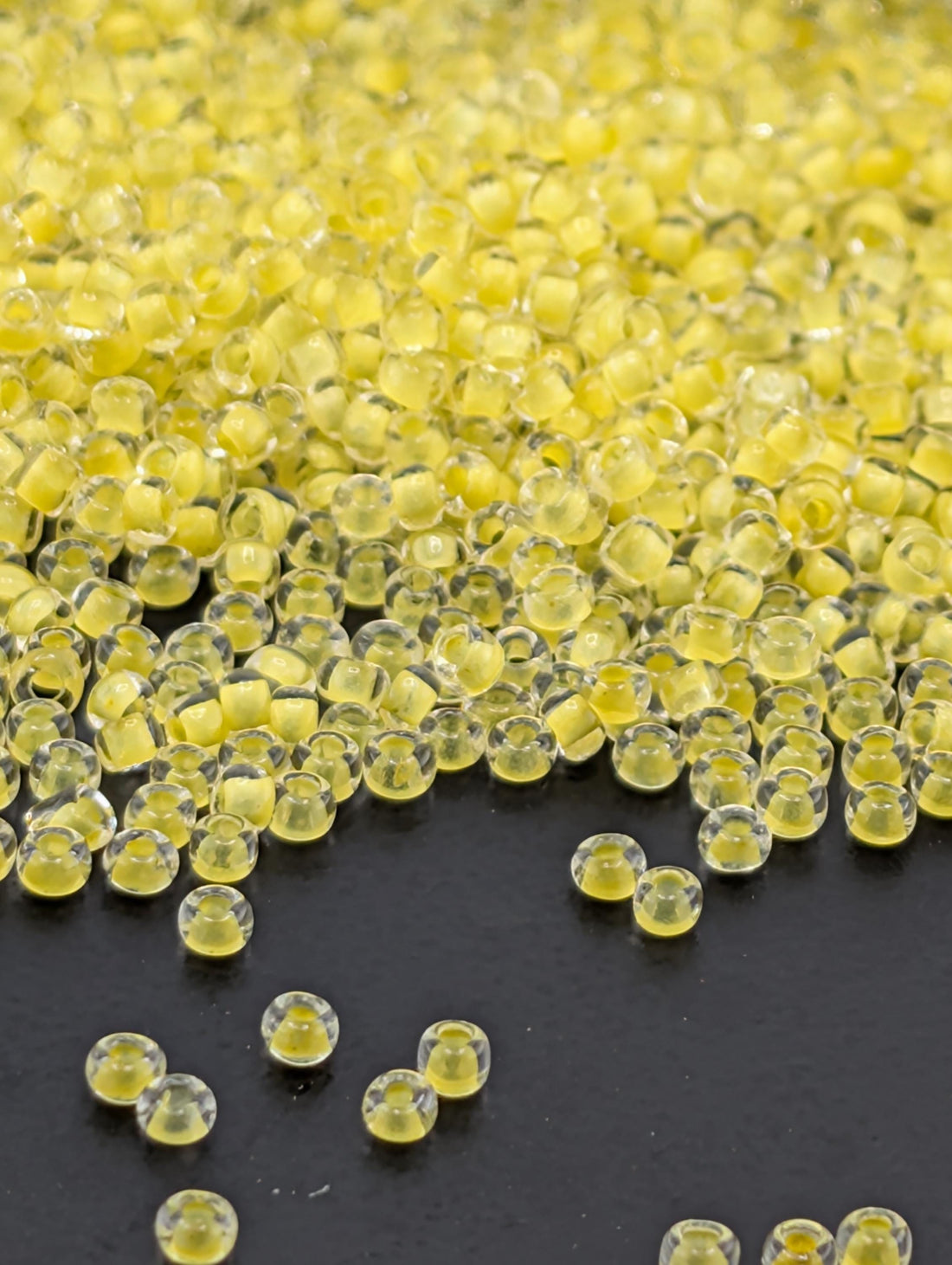 Matsuno Yellow Seed Beads - Translucent Inside Dyed, Round 11/0