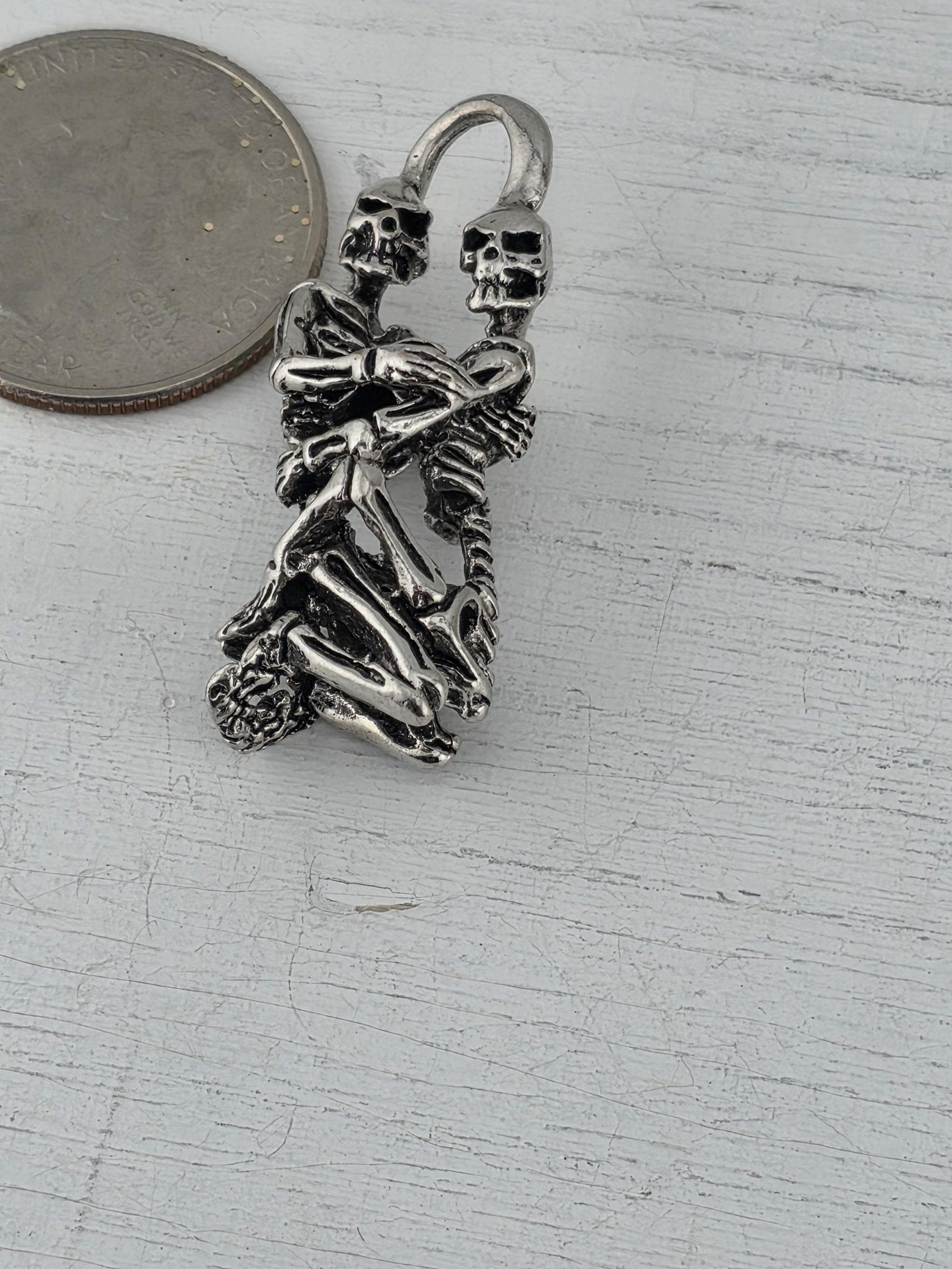 Silver Plated Skull Pendant: Gothic Skeleton Charm for Jewelry | Beads for Jewelry Making | DIY Bracelet Earring Supply