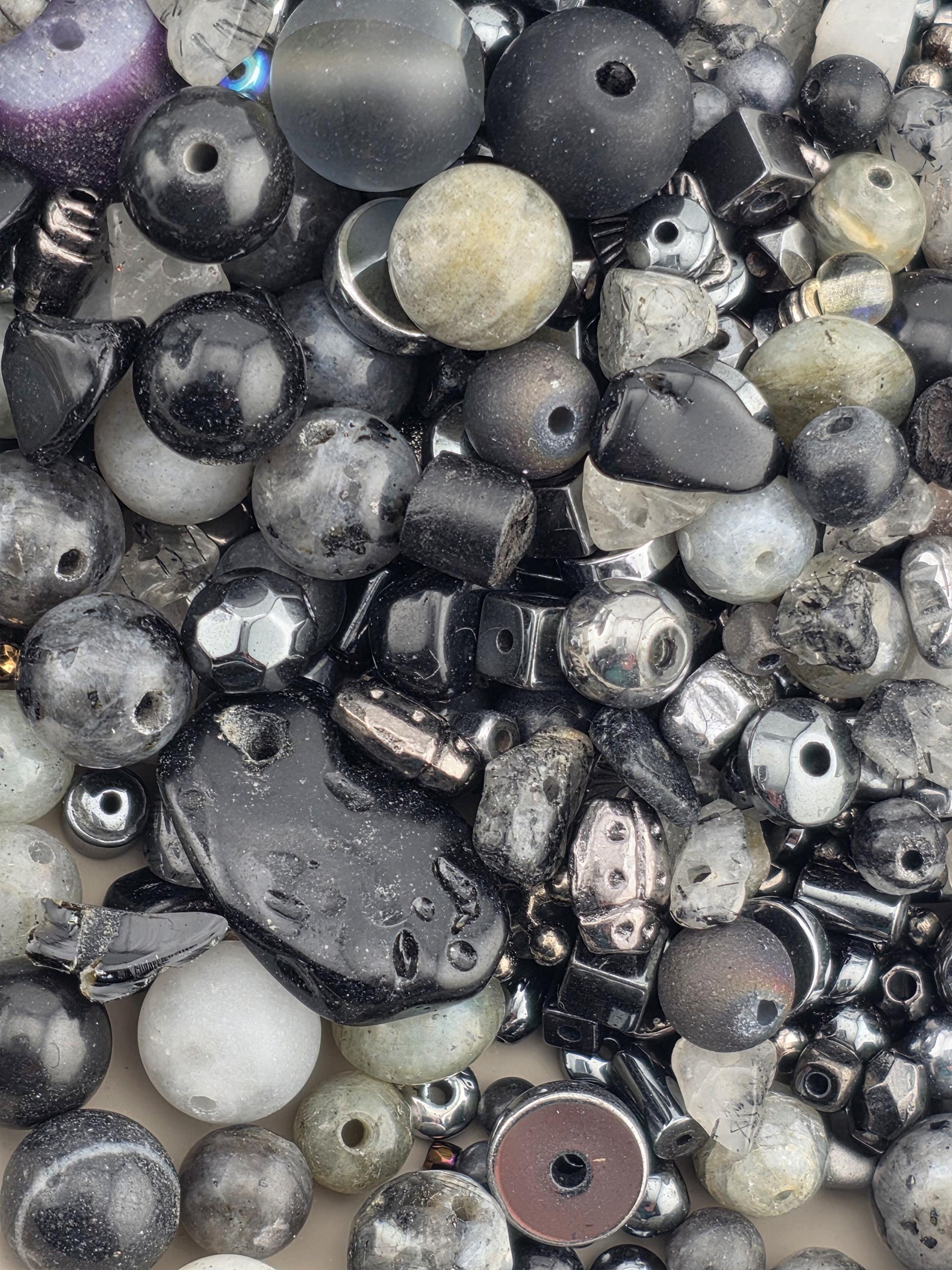 Exclusive "Thunderstone Mix" Gemstone, mixed metal & Glass Bead Mix (56g Pkg)