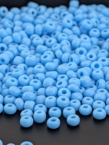 Preciosa 8/0 Seed Beads Opaque Light Blue Size 8/0 - 15g - Czech Glass Rocaille for Jewelry Making