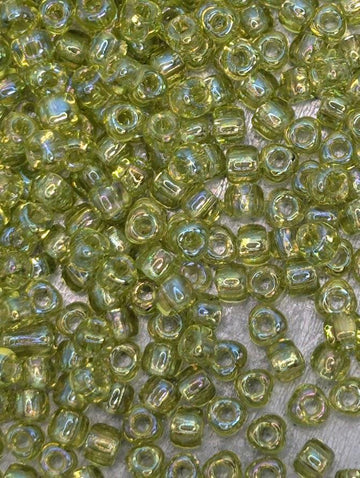 Lime Green Translucent Rainbow Miyuki Triangle Size 8/0 (15g Pkg) | Japanese Seed Beads | Bead Weaving Embroidery Supply | DIY Jewelry
