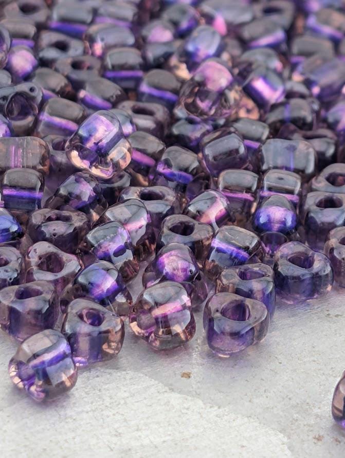 Lt Purple/Dk Purple Inside Color Lined Miyuki Triangle Size 8/0 (15g Pkg)
