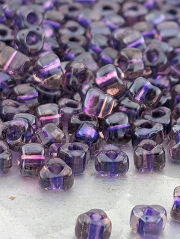 Lt Purple/Dark Purple Inside Color Lined Miyuki Triangle Size 5/0 (15g Pkg) | Japanese Seed Beads | Bead Weaving Embroidery Supply