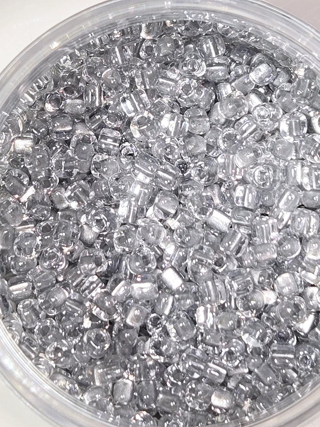 Crystal/Silver Inside Color Lined Sparkle Miyuki Triangle Size 8/0 (15g Pkg)