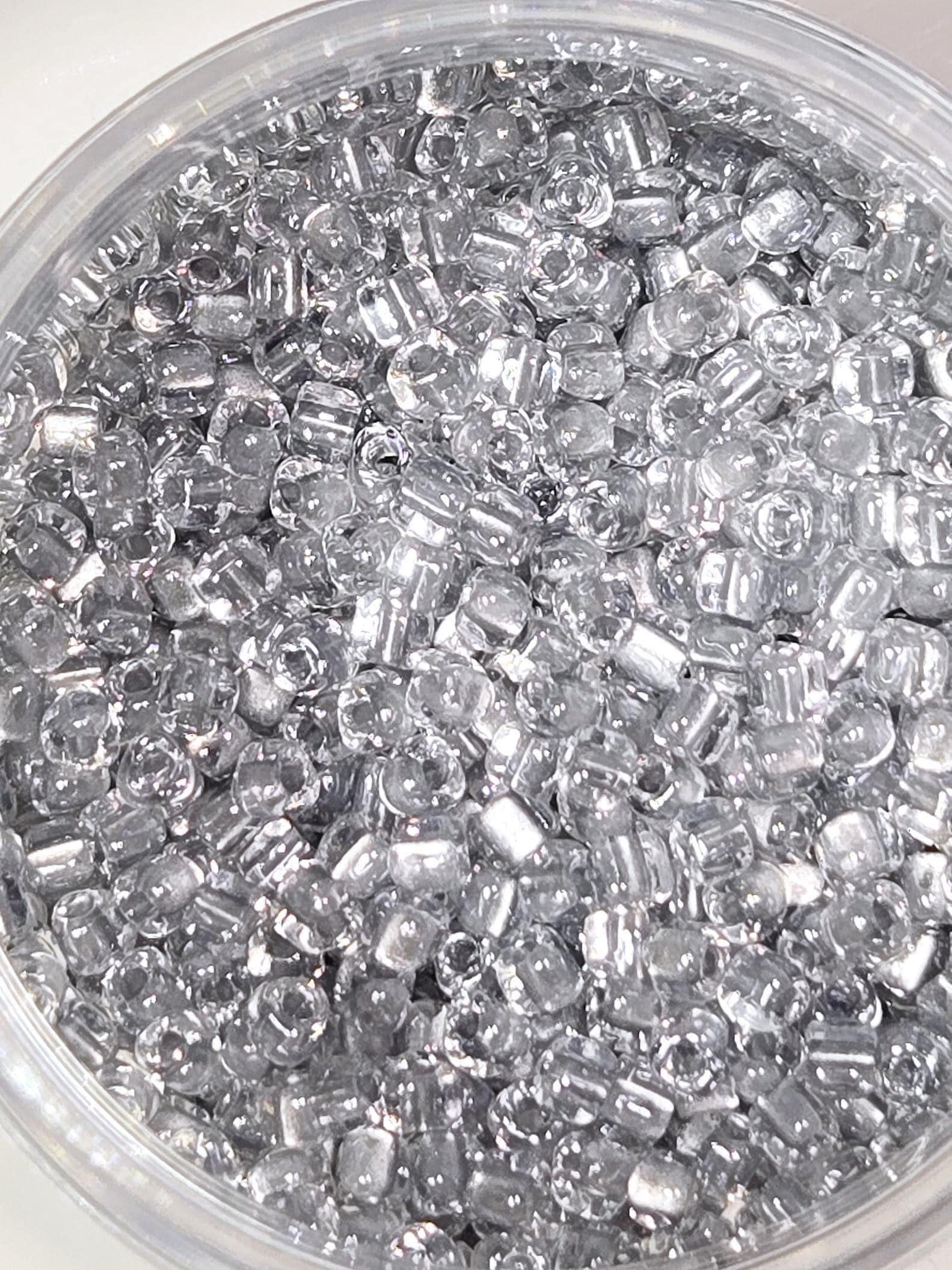 Crystal/Silver Inside Color Lined Sparkle Miyuki Triangle Size 8/0 (15g Pkg) | Japanese Seed Beads | Bead Weaving Embroidery Supply