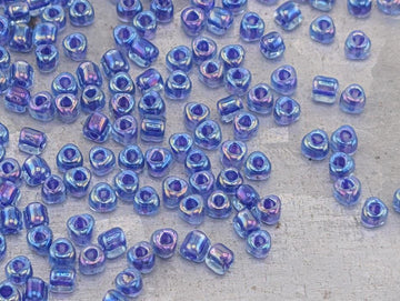 Blue/Purple Inside Color Lined Sparkle Miyuki Triangle Size 8/0 (15g Pkg) | Japanese Seed Beads | Bead Weaving Embroidery Supply