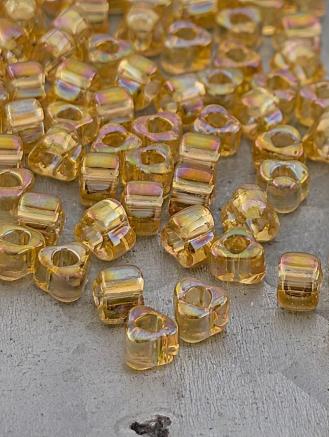 Light Gold Translucent Rainbow Miyuki Triangle Size 5/0 (15g Pkg)