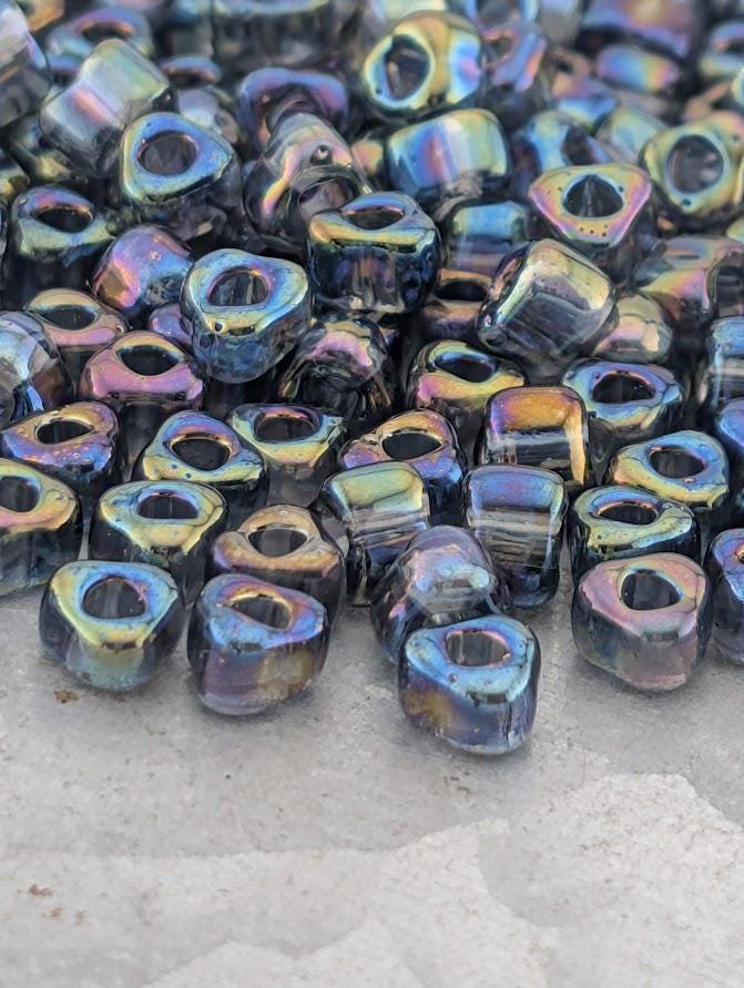 Smoky Grey Translucent Rainbow Miyuki Triangle Size 5/0 (15g Pkg)