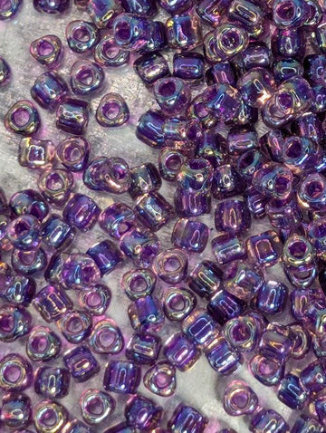 Lt Rose/Violet Inside Color Lined Miyuki Triangle Size 8/0 (15g Pkg)