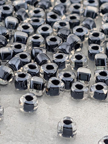 Crystal/Black Inside Color Lined Miyuki Triangle Size 5/0 (15g Pkg)