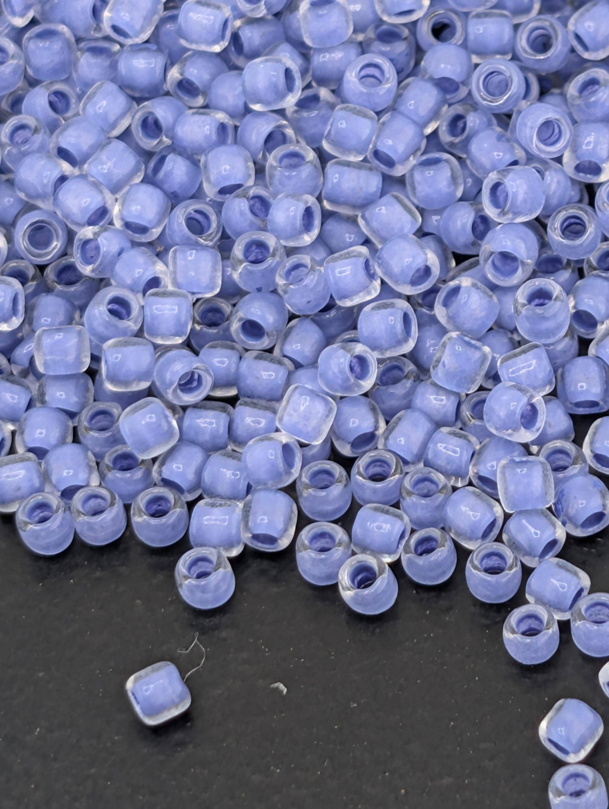 Inside-Color Crystal/Neon Purple-Lined Size 11/0 Toho Round 2.5" tube | Japanese Seed Beads | Bead Weaving Embroidery Supply | DIY Jewelry