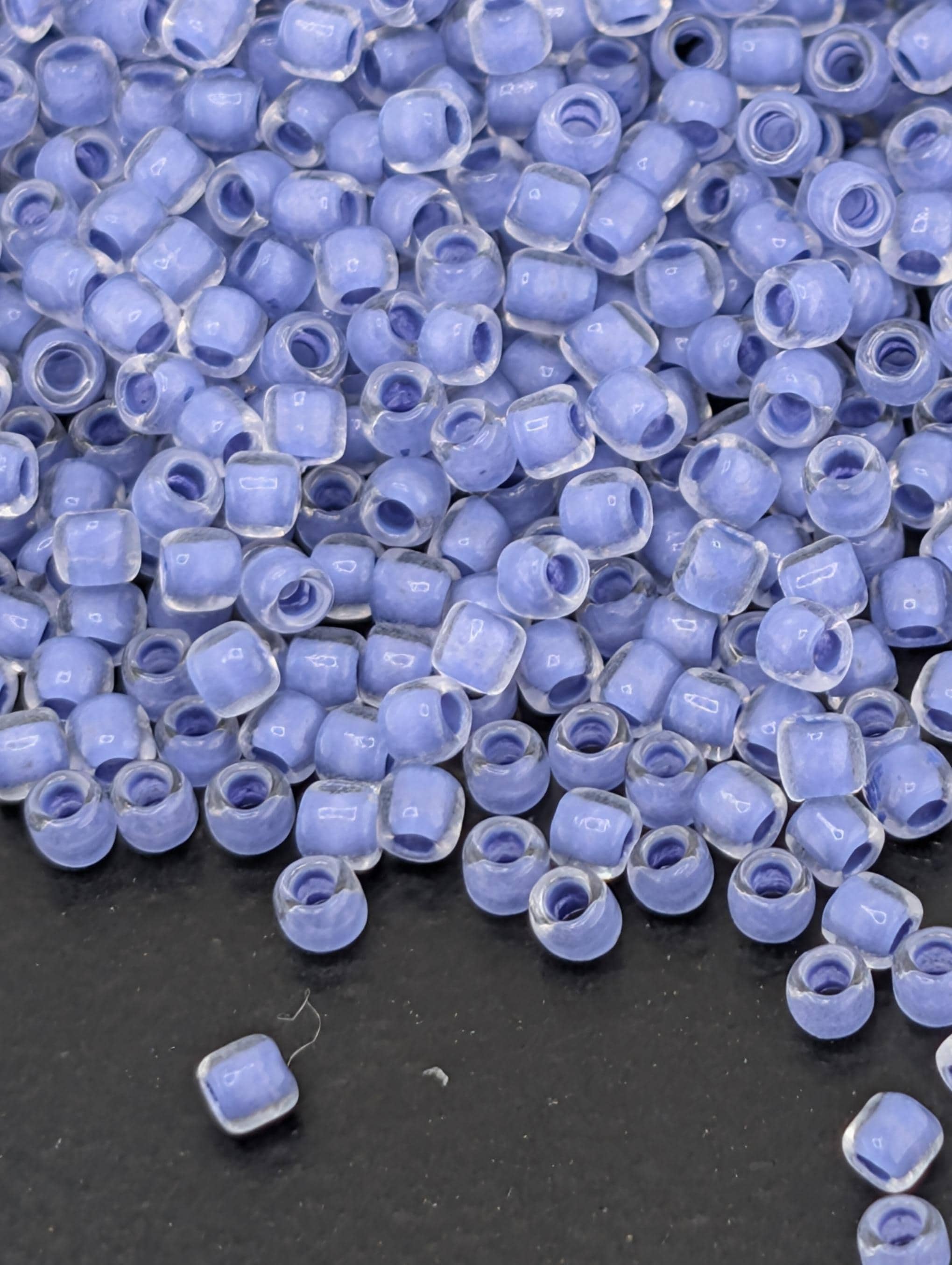 Inside-Color Crystal/Neon Purple-Lined Size 11/0 Toho Round 2.5" tube | Japanese Seed Beads | Bead Weaving Embroidery Supply | DIY Jewelry