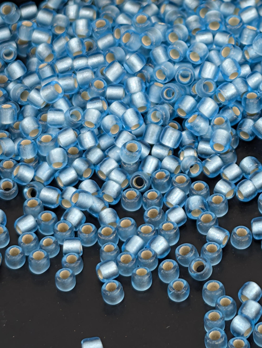Silver-Lined Frosted Aquamarine Size 11/0 Toho Round 2.5" tube