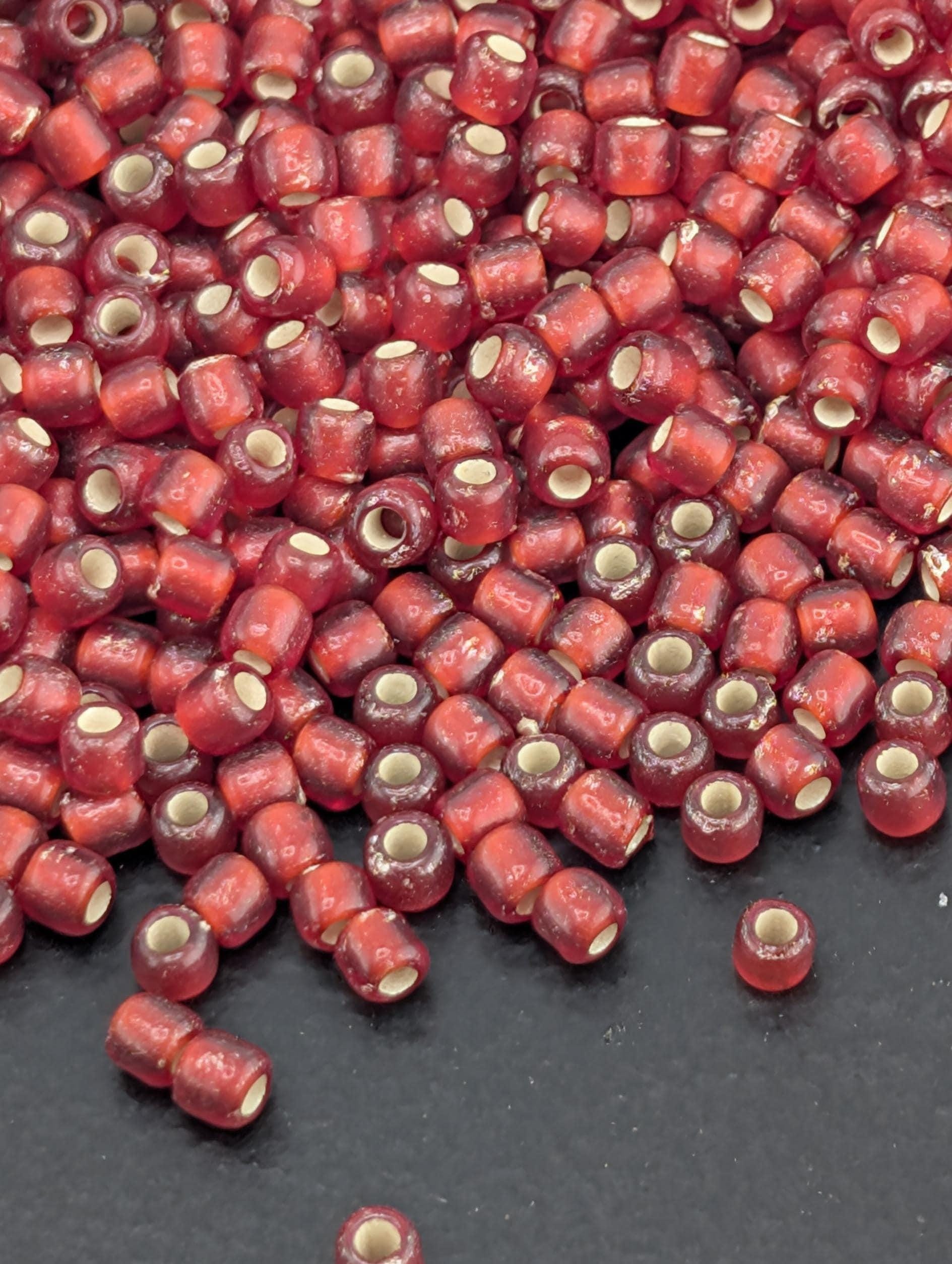 Silver-Lined Frosted Ruby Size 11/0 Toho Round 2.5" tube | Japanese Seed Beads | Bead Weaving Embroidery Supply | DIY Jewelry
