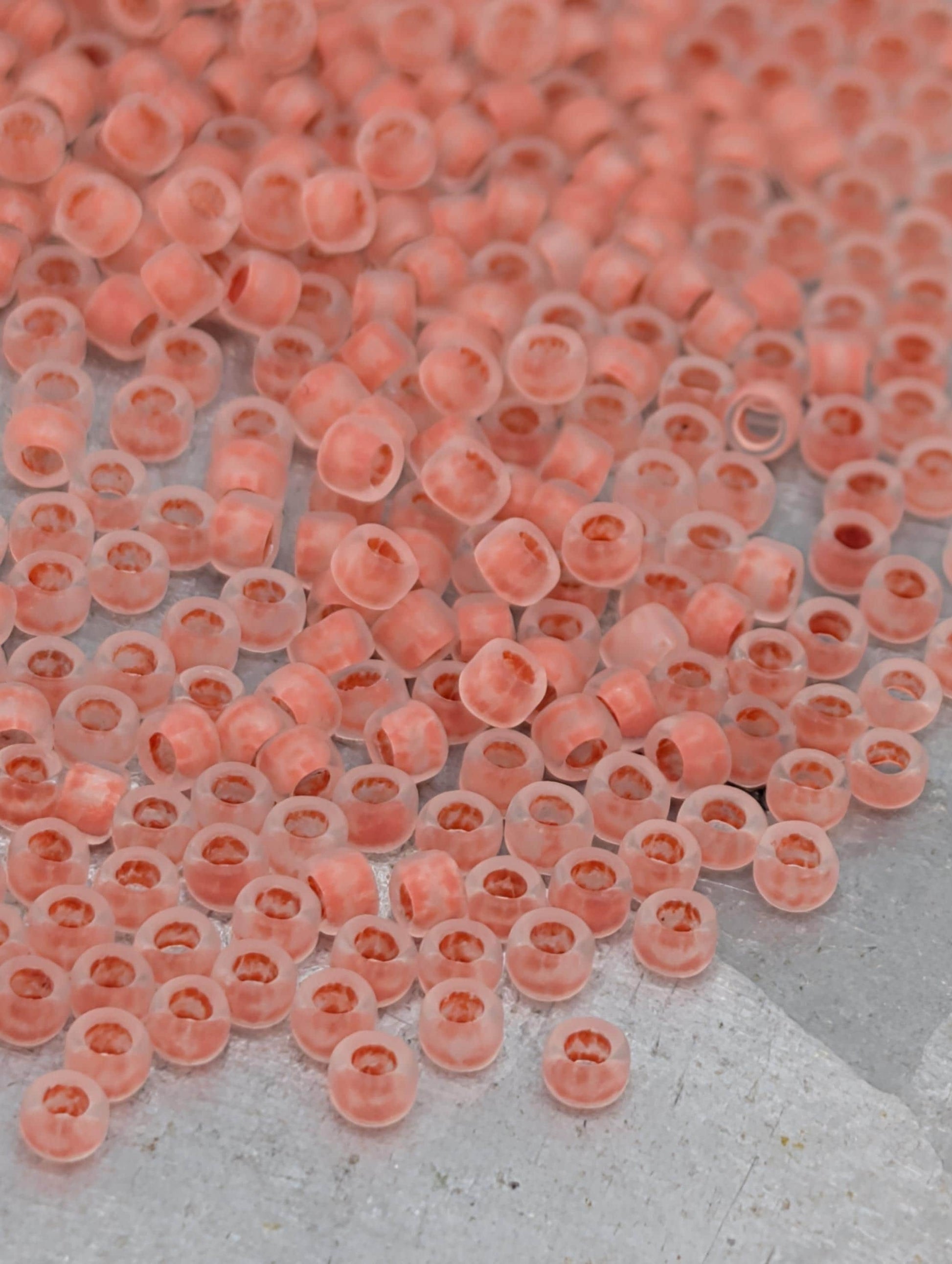 Frosted Salmon-Lined Crystal Rainbow Size 15/0 Toho Round 2.5" tube | Japanese Seed Beads | Bead Weaving Embroidery Supply | DIY Jewelry