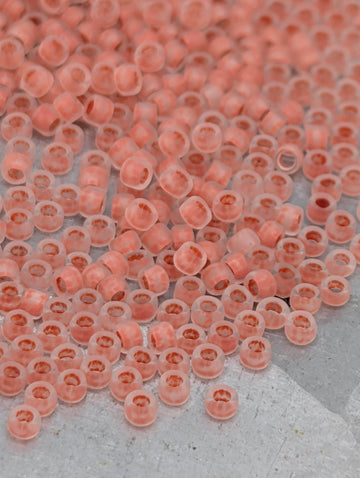 Frosted Salmon-Lined Crystal Rainbow Size 15/0 Toho Round 2.5" tube | Japanese Seed Beads | Bead Weaving Embroidery Supply | DIY Jewelry