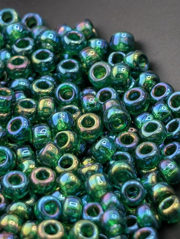 Green Translucent Rainbow Miyuki Rocaille Size 8/0 (20g pkg)