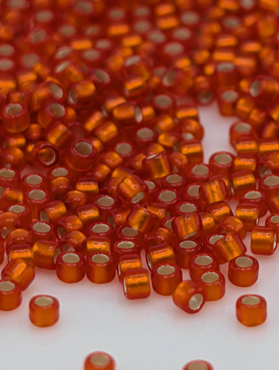 Silver-Lined Frosted Lt Siam Ruby Size 15/0 Toho Round 2.5" tube | Japanese Seed Beads | Bead Weaving Embroidery Supply | DIY Jewelry