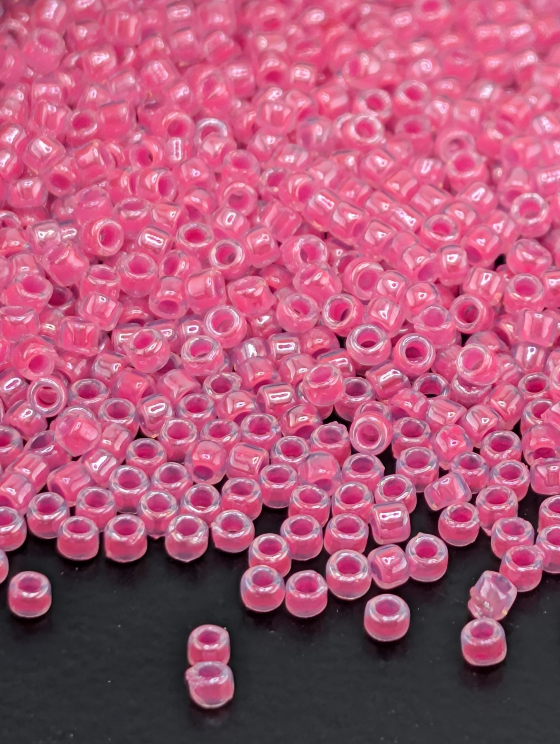 Ceylon Hot Pink Size 15/0 Toho Round 2.5" tube | Japanese Seed Beads | Bead Weaving Embroidery Supply | DIY Jewelry