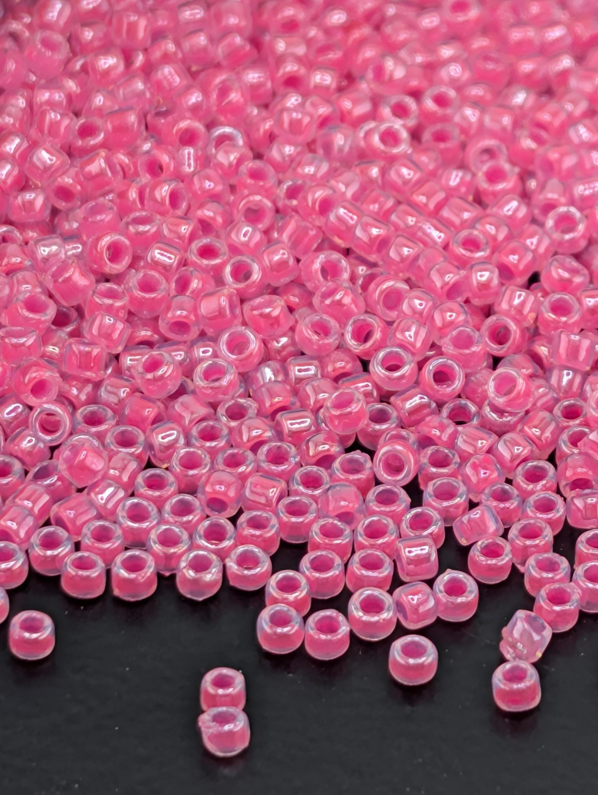 Ceylon Hot Pink Size 15/0 Toho Round 2.5" tube | Japanese Seed Beads | Bead Weaving Embroidery Supply | DIY Jewelry