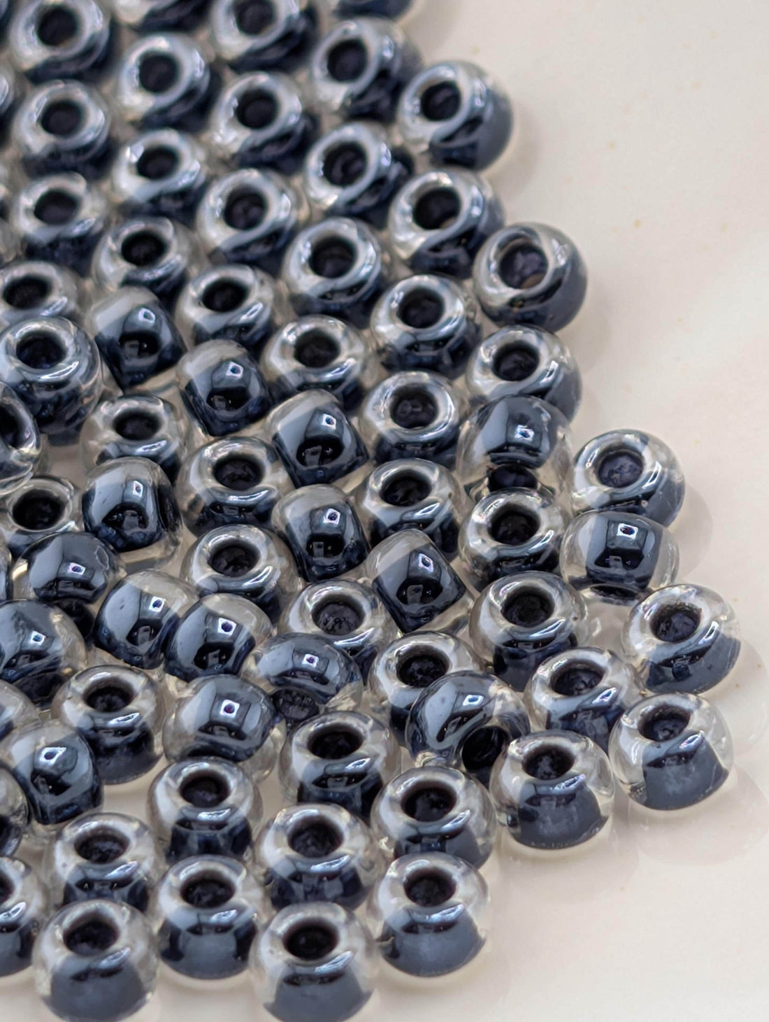 Crystal/Black Inside Color Lined Miyuki Rocaille Size 8/0 (20g pkg)