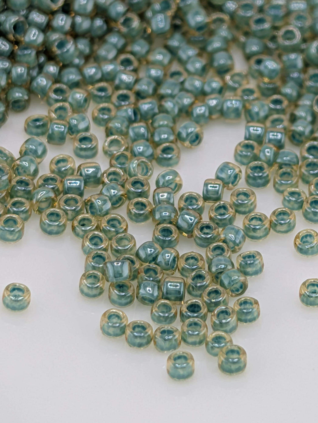 Inside-Color Topaz/Mint Julep-Lined Size 15/0 Toho Round 2.5" tube | Japanese Seed Beads | Bead Weaving Embroidery Supply | DIY Jewelry