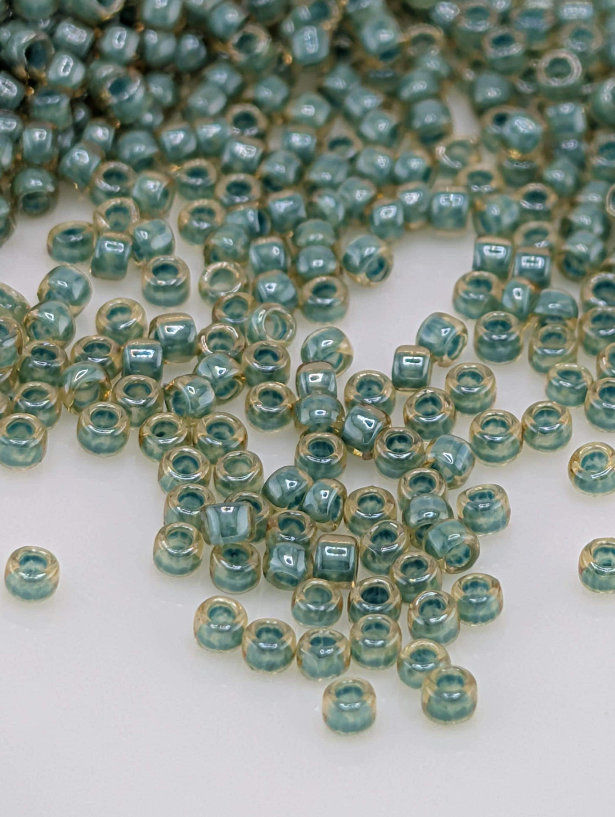 Inside-Color Topaz/Mint Julep-Lined Size 15/0 Toho Round 2.5" tube | Japanese Seed Beads | Bead Weaving Embroidery Supply | DIY Jewelry