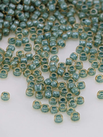 Inside-Color Topaz/Mint Julep-Lined Size 15/0 Toho Round 2.5" tube | Japanese Seed Beads | Bead Weaving Embroidery Supply | DIY Jewelry