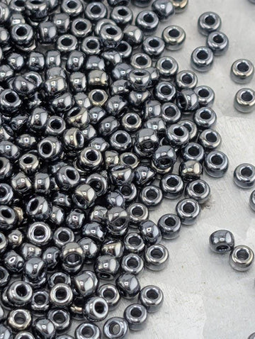 Hematite Metallic Miyuki Rocaille Size 8/0 (20g pkg)