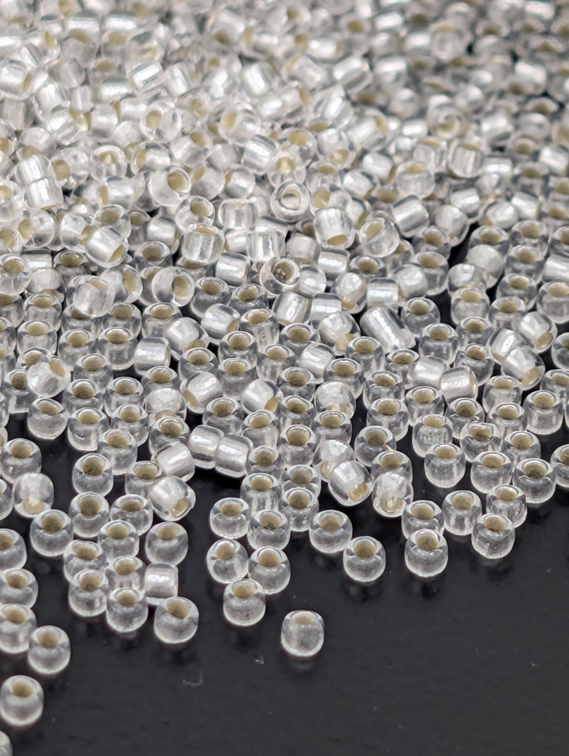 Silver-Lined Frosted Crystal Size 15/0 Toho Round 2.5" tube | Japanese Seed Beads | Bead Weaving Embroidery Supply | DIY Jewelry