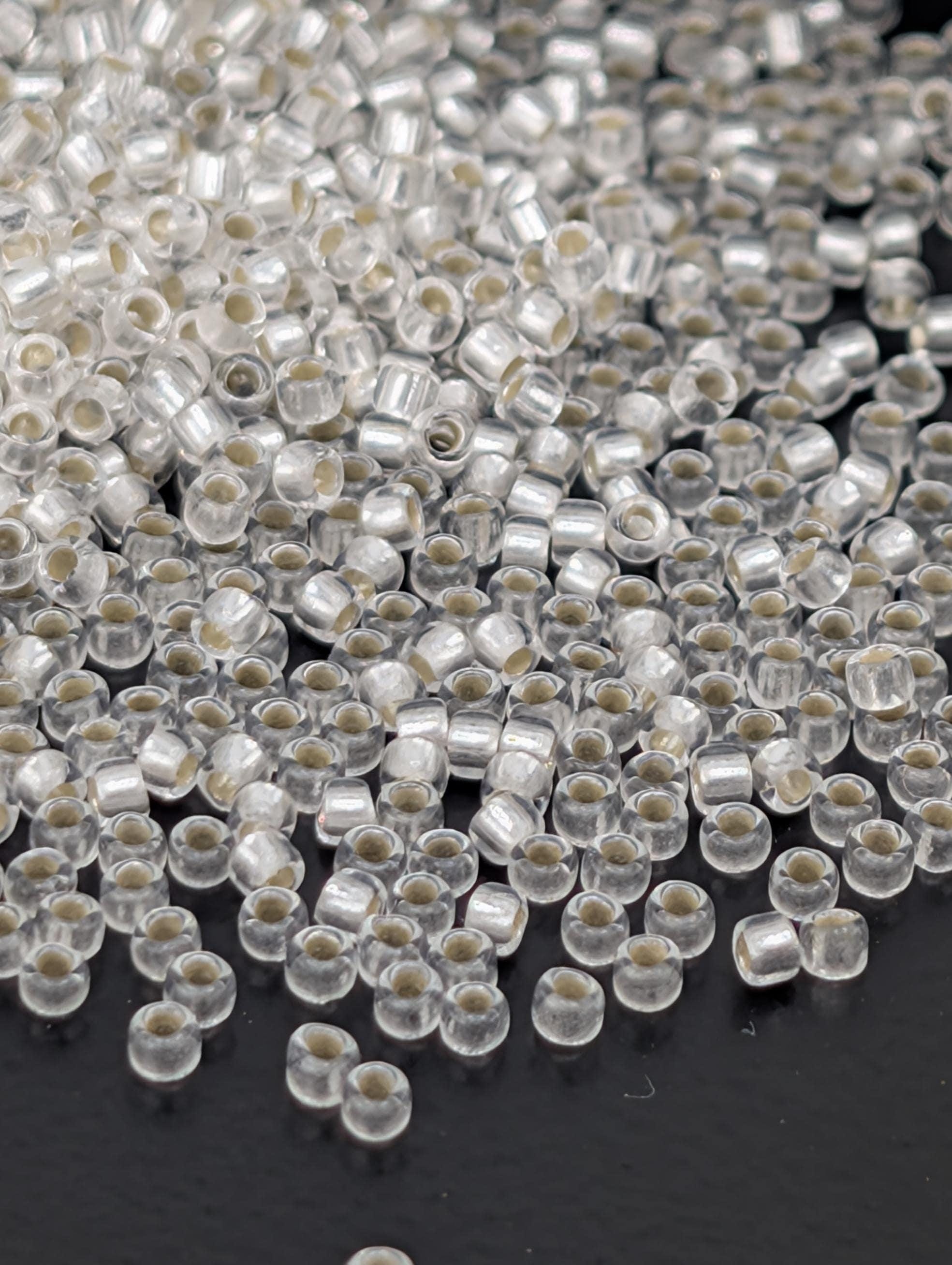 Silver-Lined Frosted Crystal Size 15/0 Toho Round 2.5" tube | Japanese Seed Beads | Bead Weaving Embroidery Supply | DIY Jewelry