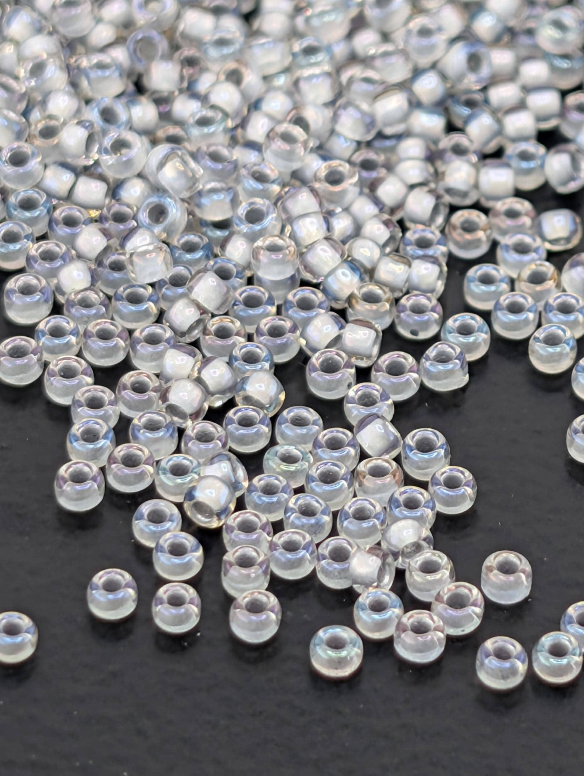 Inside-Color Rainbow Crystal/Gray-Lined Size 15/0 Toho Round 2.5" tube