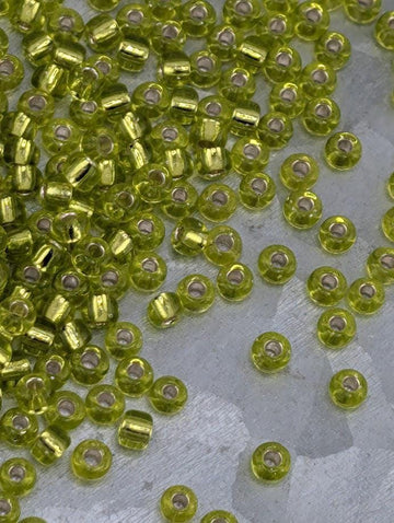 Lime Green Translucent Silver Lined Miyuki Rocaille Size 8/0 (20g pkg)