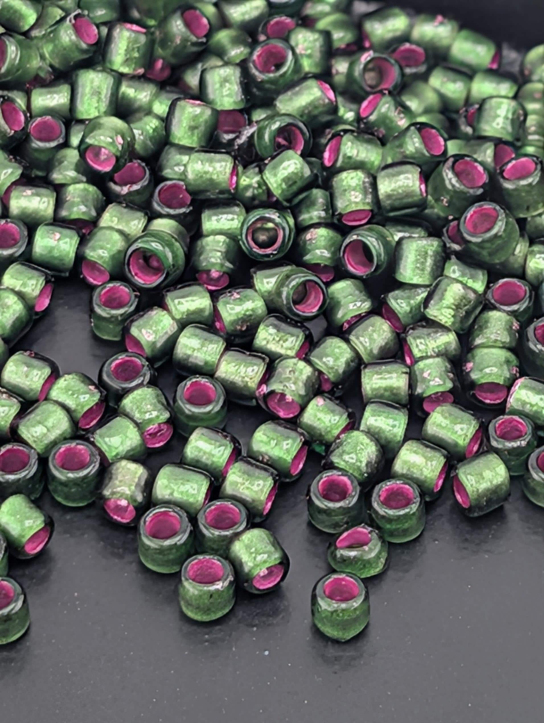 Dyed Silver-Lined Pink Frosted Olivine Size 8/0 Toho Round 2.5" tube