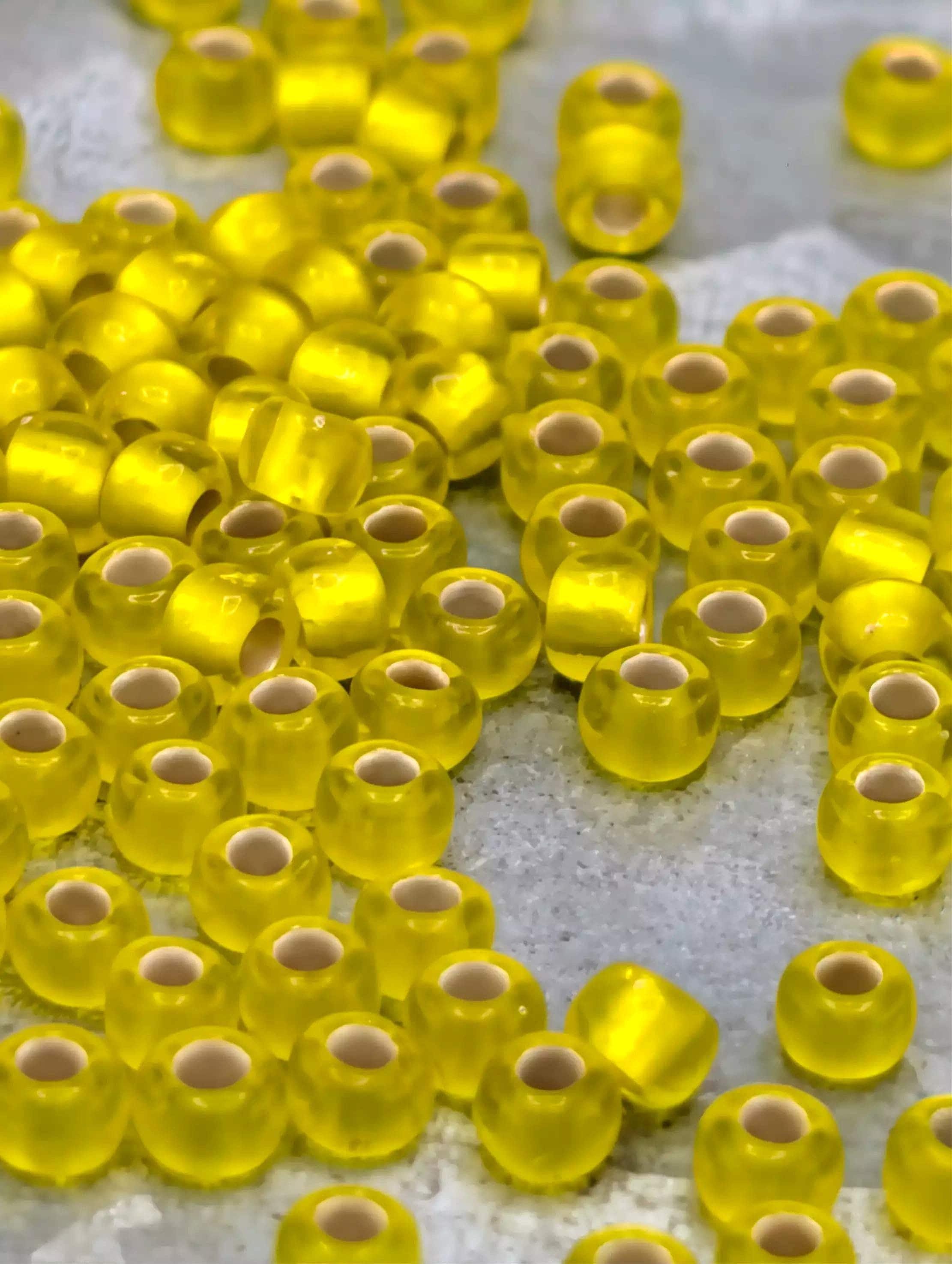 Silver-Lined Frosted Lemon Size 8/0 Toho Round 2.5" tube