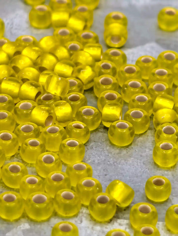 Silver-Lined Frosted Lemon Size 8/0 Toho Round 2.5" tube