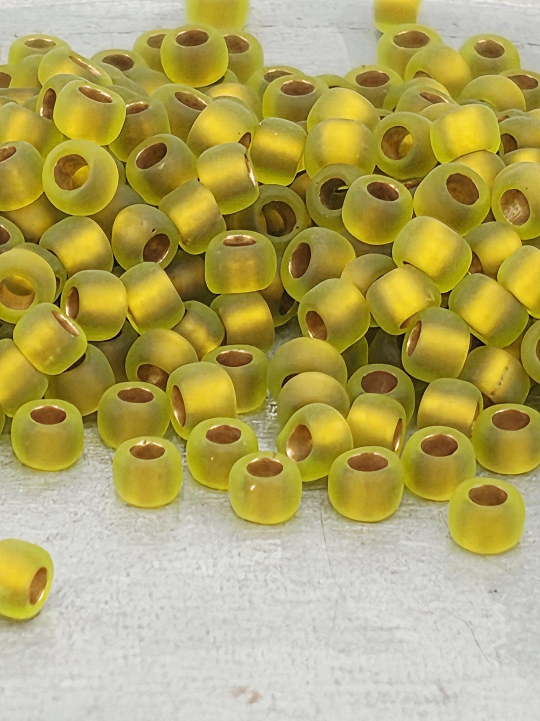 Silver-Lined Frosted Dk Peridot Size 8/0 Toho Round 2.5" tube