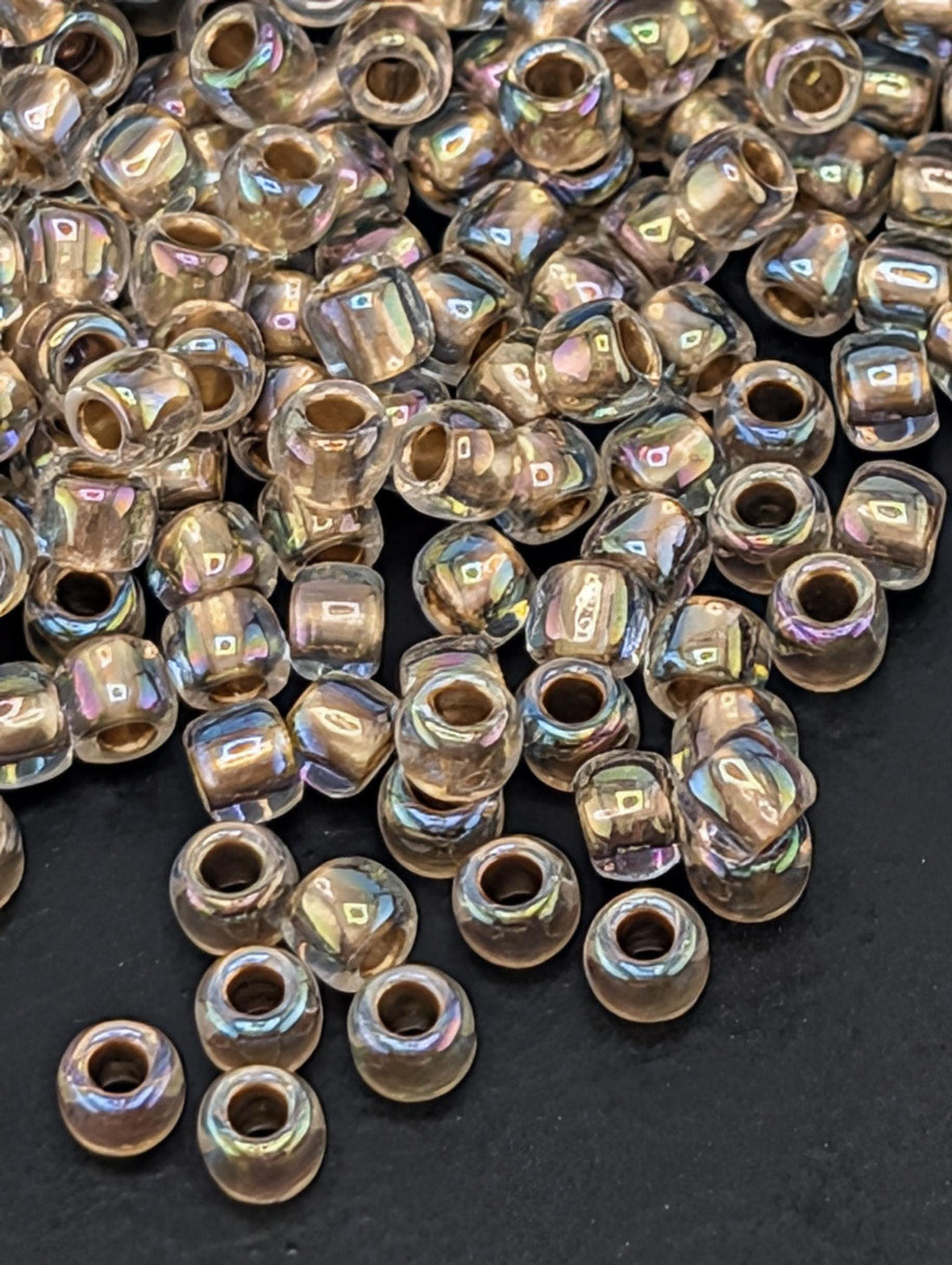 Gold-Lined Rainbow Crystal Size 8/0 Toho Round 2.5" tube